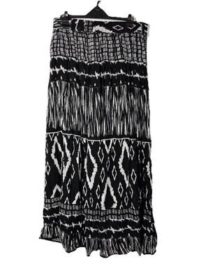 Black White Geometric Midi Skirt India M Western Tribal Nomadic Boho Broomstick
